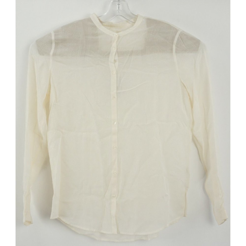 New Massimo Alba Womens Large Ivory Crepe Viscose Long Sleeve Button Front Shirt